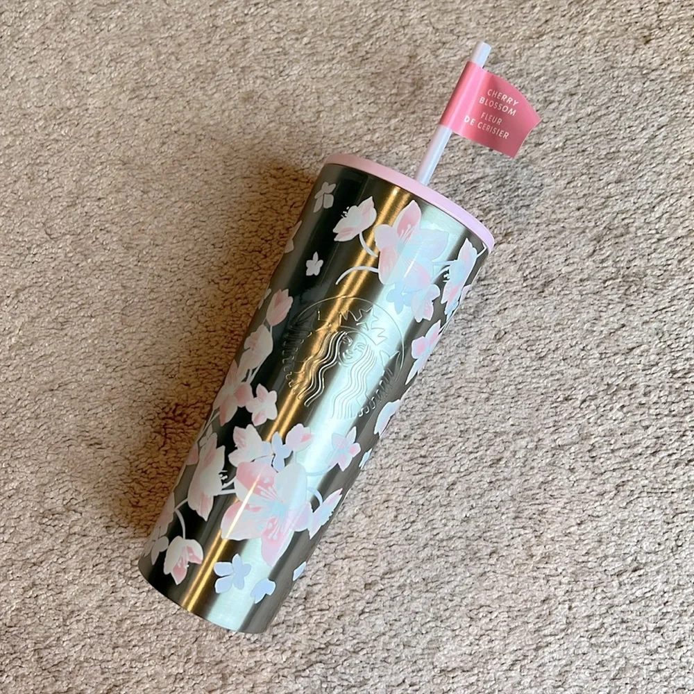 NWT Limited Edition Starbucks Cherry Blossom Stainless Steel Tumbler - Picture 2 of 2